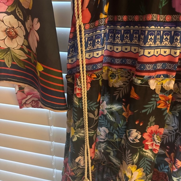 Johnny Was Multicolor Floral Long Sleeve Dress 100% Silk - Picture 4 of 6